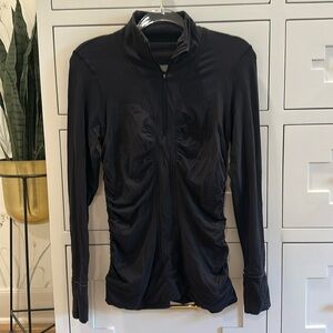 Lululemon black quarter zip with ruching size 8